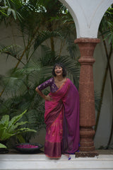 Women's Pink Pure Cotton Saree
