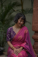 Women's Pink Pure Cotton Saree