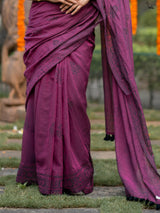 Women's Purple Pure Cotton Saree