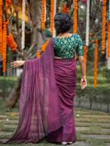 Women's Purple Pure Cotton Saree