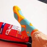 Unisex Orange and Blue Short Crew Lengh Flamin Hot Feetos Socks