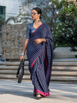 Women's Blue Linen Saree