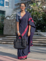 Women's Blue Linen Saree