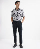 Men's Grey Casual Regular Fit Printed Half Sleeves Shirt