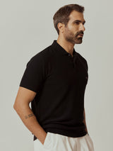 Men's Black Casual Regular Fit Printed Half Sleeves Polo Tshirt