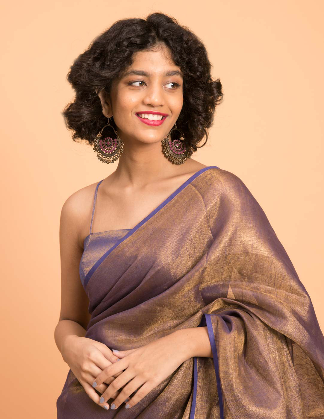 Women's Purple Casual Linen Saree