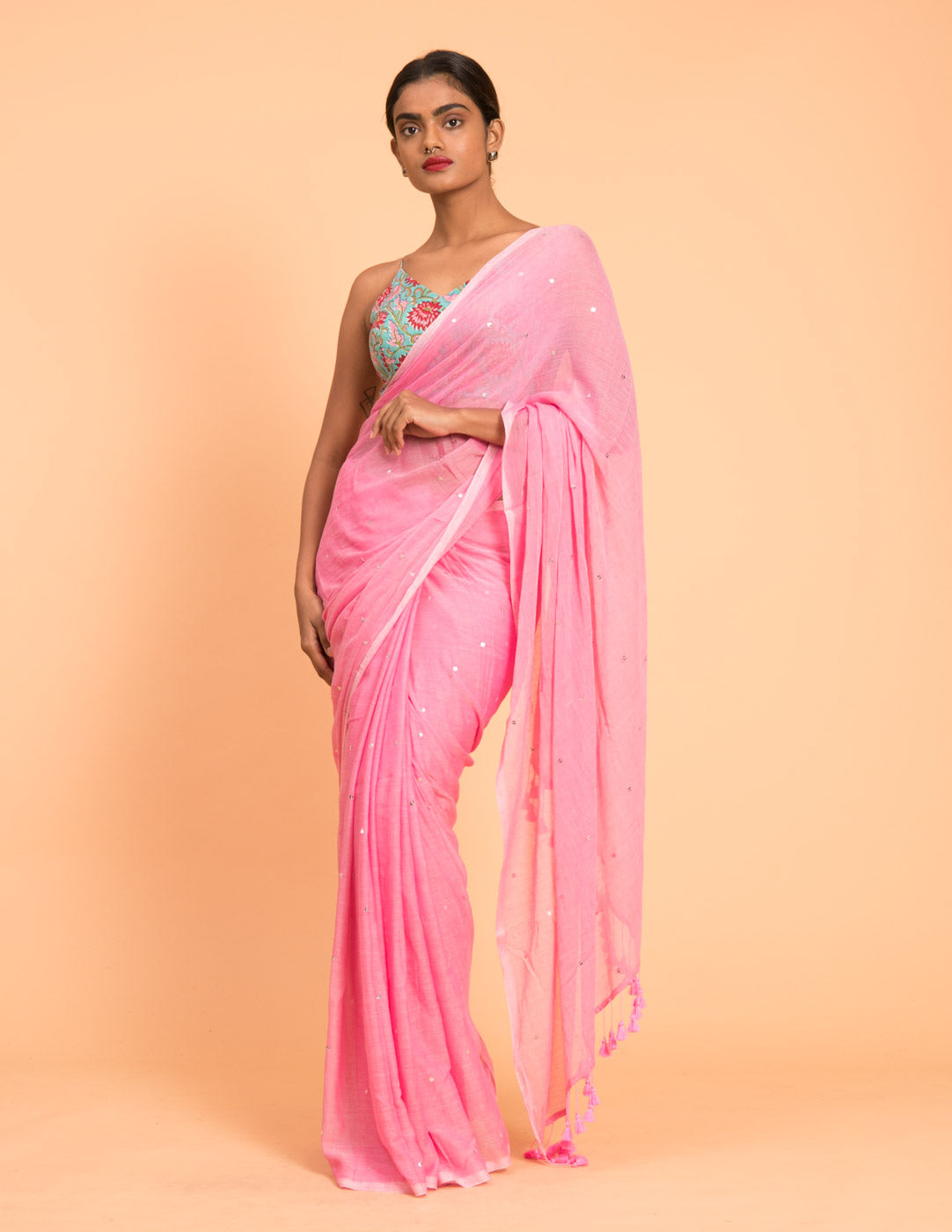 Women's Pink Casual Pure Cotton Saree