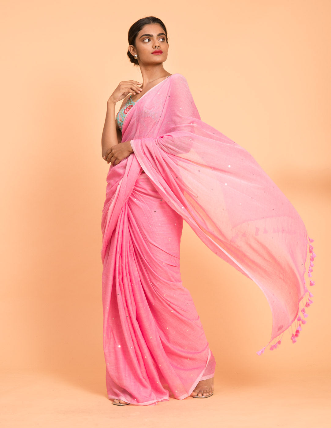 Women's Pink Casual Pure Cotton Saree