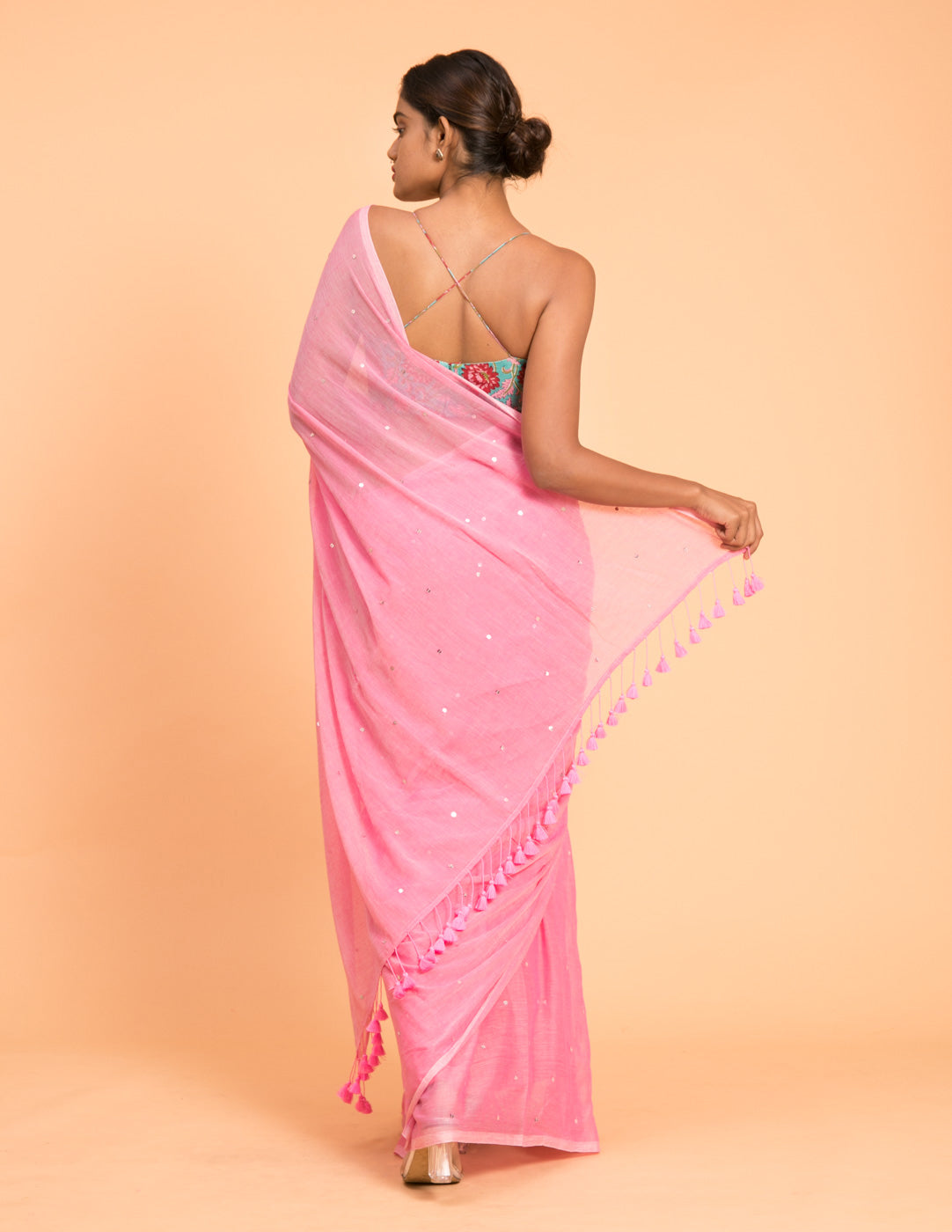 Women's Pink Casual Pure Cotton Saree