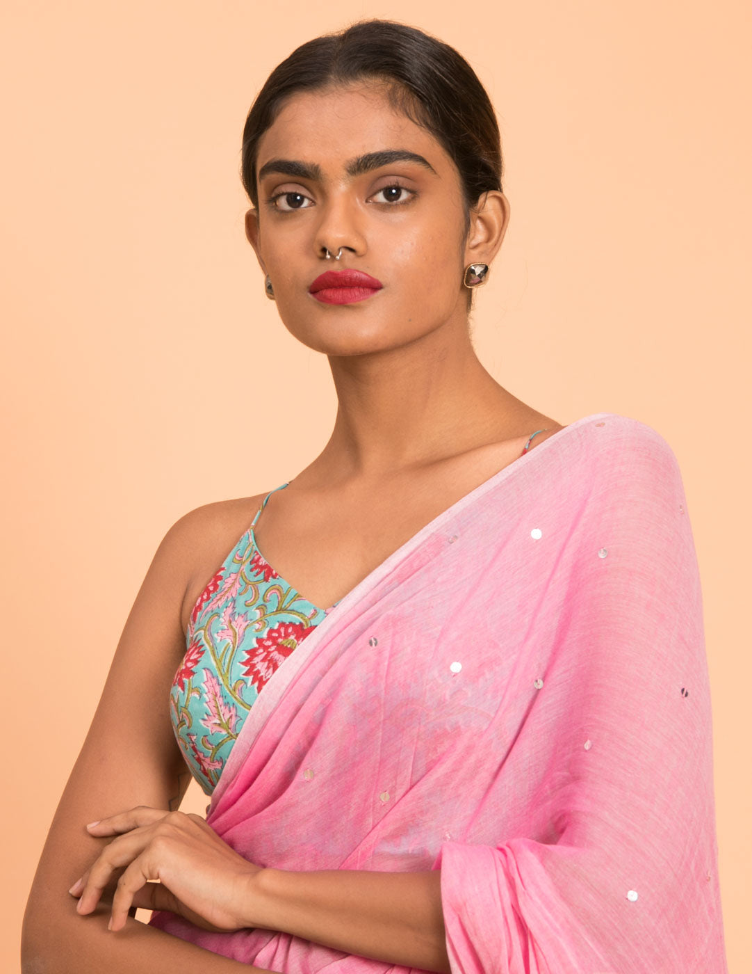 Women's Pink Casual Pure Cotton Saree