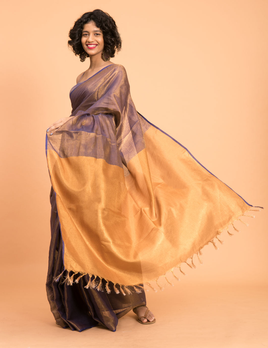 Women's Purple Casual Linen Saree