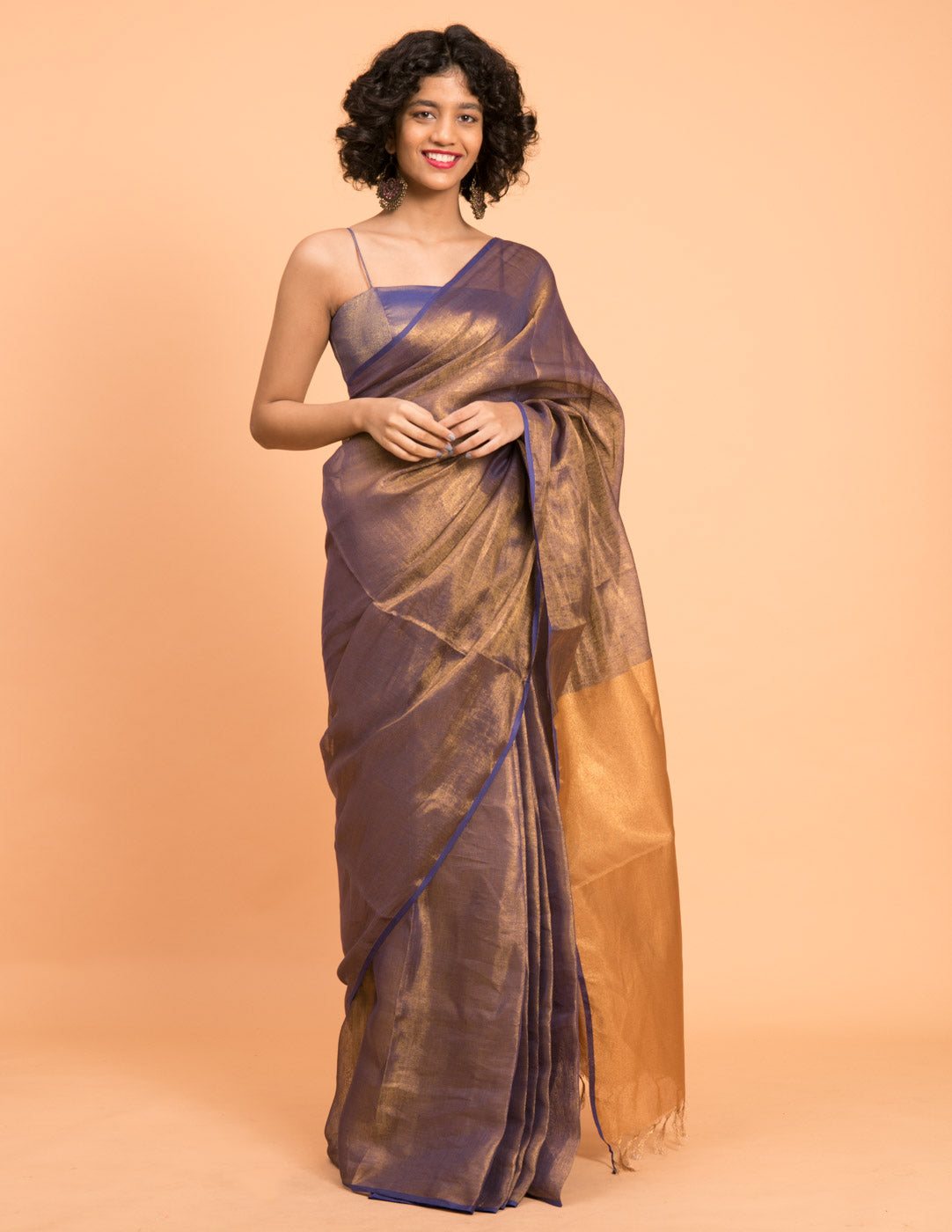 Women's Purple Casual Linen Saree