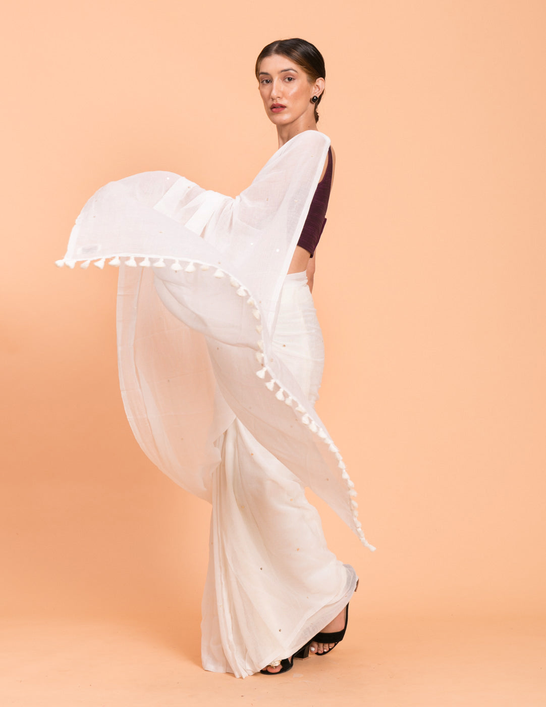 Women's White Casual Pure Cotton Saree