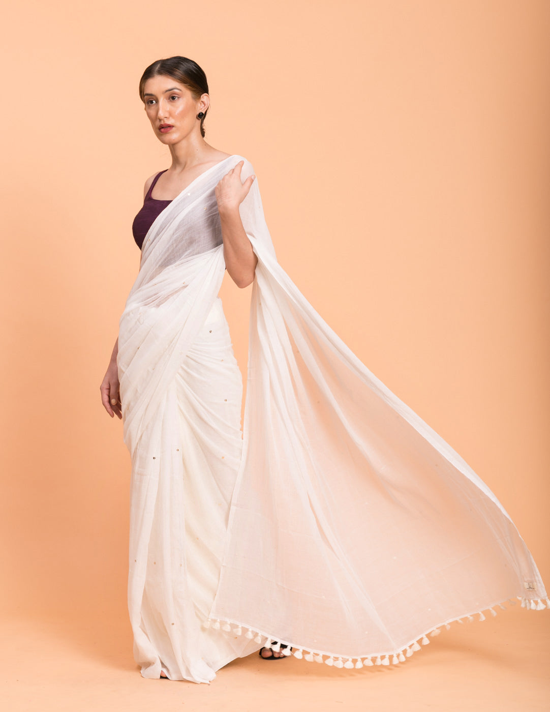 Women's White Casual Pure Cotton Saree