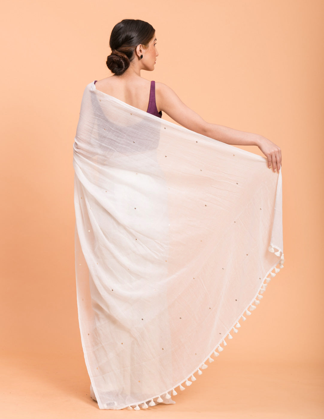 Women's White Casual Pure Cotton Saree