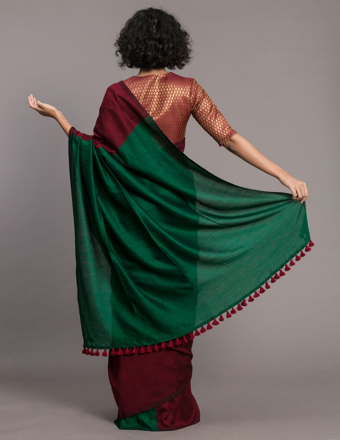 Women's Maroon Casual Cotton Blend Saree
