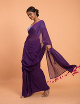 Women's Purple Pure Cotton Saree