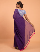 Women's Purple Pure Cotton Saree