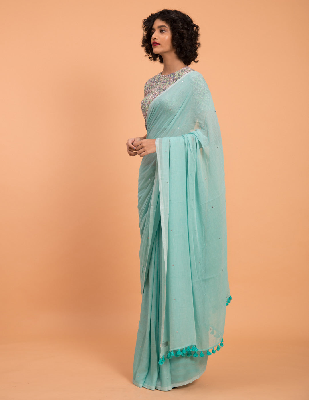Women's Blue Pure Cotton Saree