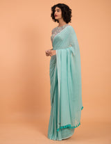 Women's Blue Pure Cotton Saree