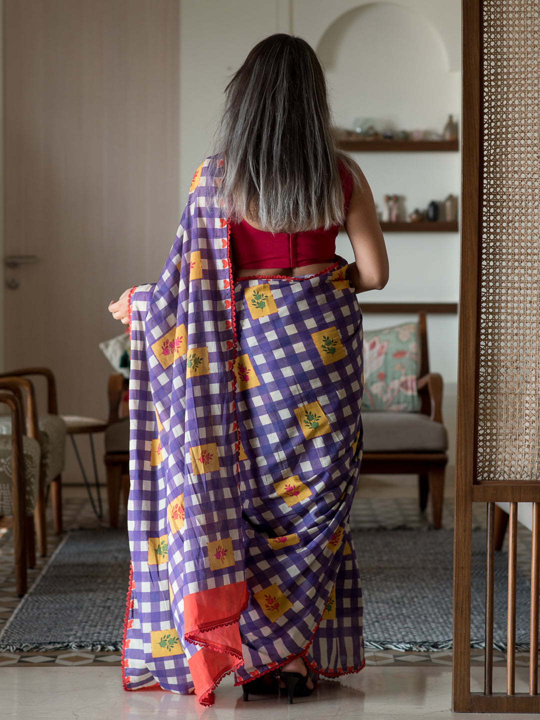 Women's Multicolor Mul Cotton Saree