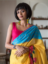 Women's Yellow Mul Cotton Saree