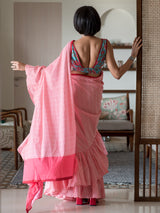 Women's Pink Mul Cotton Saree