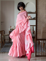 Women's Pink Mul Cotton Saree