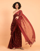 Women's Red Pure Cotton Saree