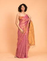 Women's Pink Linen Saree