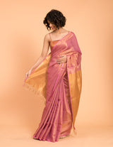 Women's Pink Linen Saree