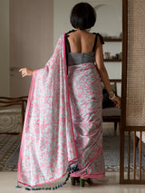 Women's White Mul Cotton Saree