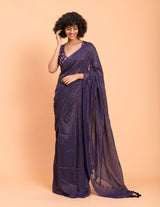 Women's Purple Pure Cotton Saree