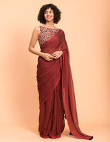 Women's Red Pure Cotton Saree