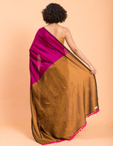 Women's Pink Cotton Acrylic Saree with Blouse Piece