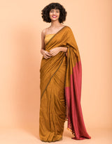 Women's Yellow Cotton Blend Saree