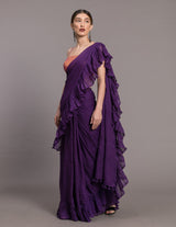 Women's Purple Mul Cotton Saree