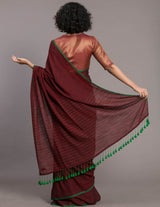 Women's Red Cotton Blend Saree