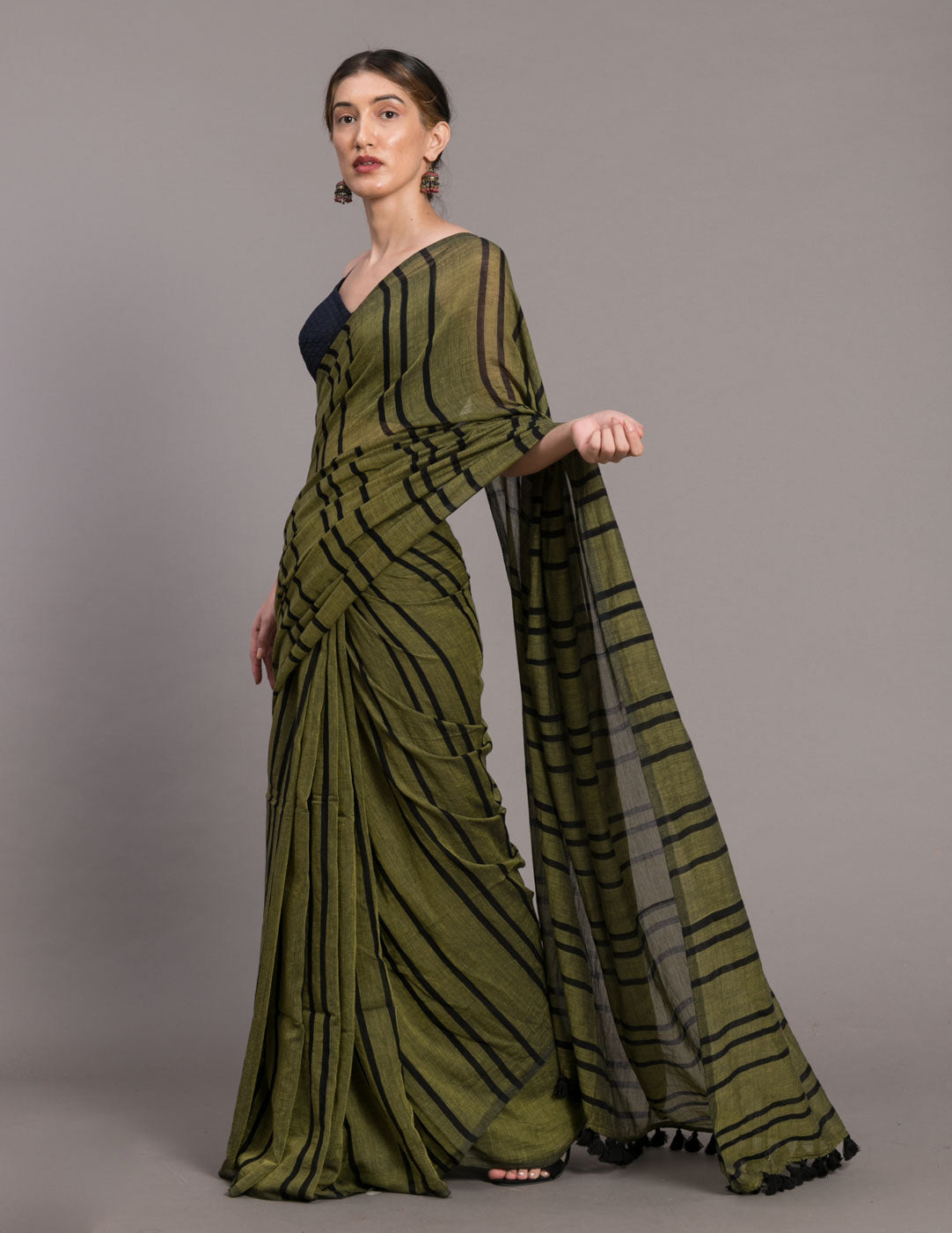Women's Green Pure Cotton Saree