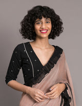 Women's Brown Mul Cotton Saree