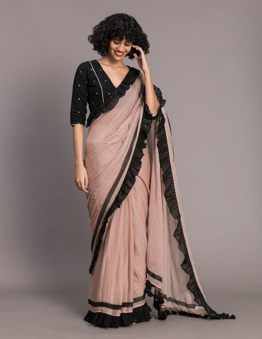 Women's Brown Mul Cotton Saree