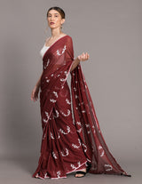 Women's Red Pure Cotton Saree