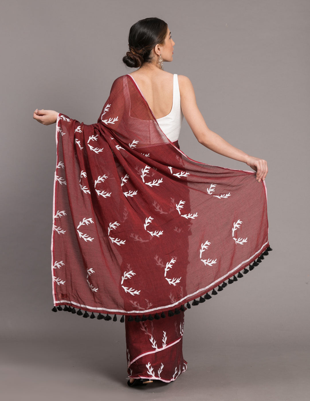 Women's Red Pure Cotton Saree