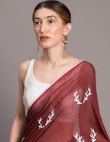 Women's Red Pure Cotton Saree