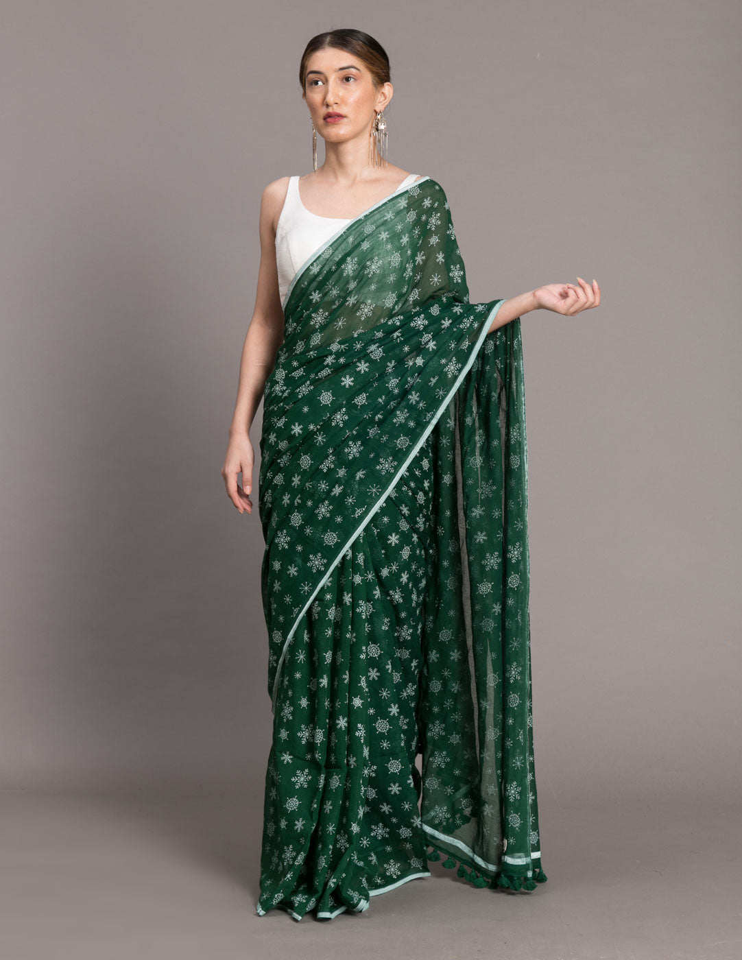Women's Green Pure Cotton Saree