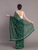 Women's Green Pure Cotton Saree