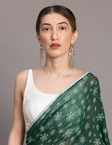 Women's Green Pure Cotton Saree