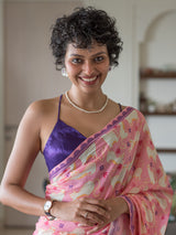 Women's Pink Cotton Mul Saree