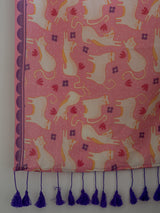 Women's Pink Cotton Mul Saree