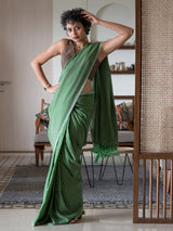 Women's Green Cotton Acrylic Saree